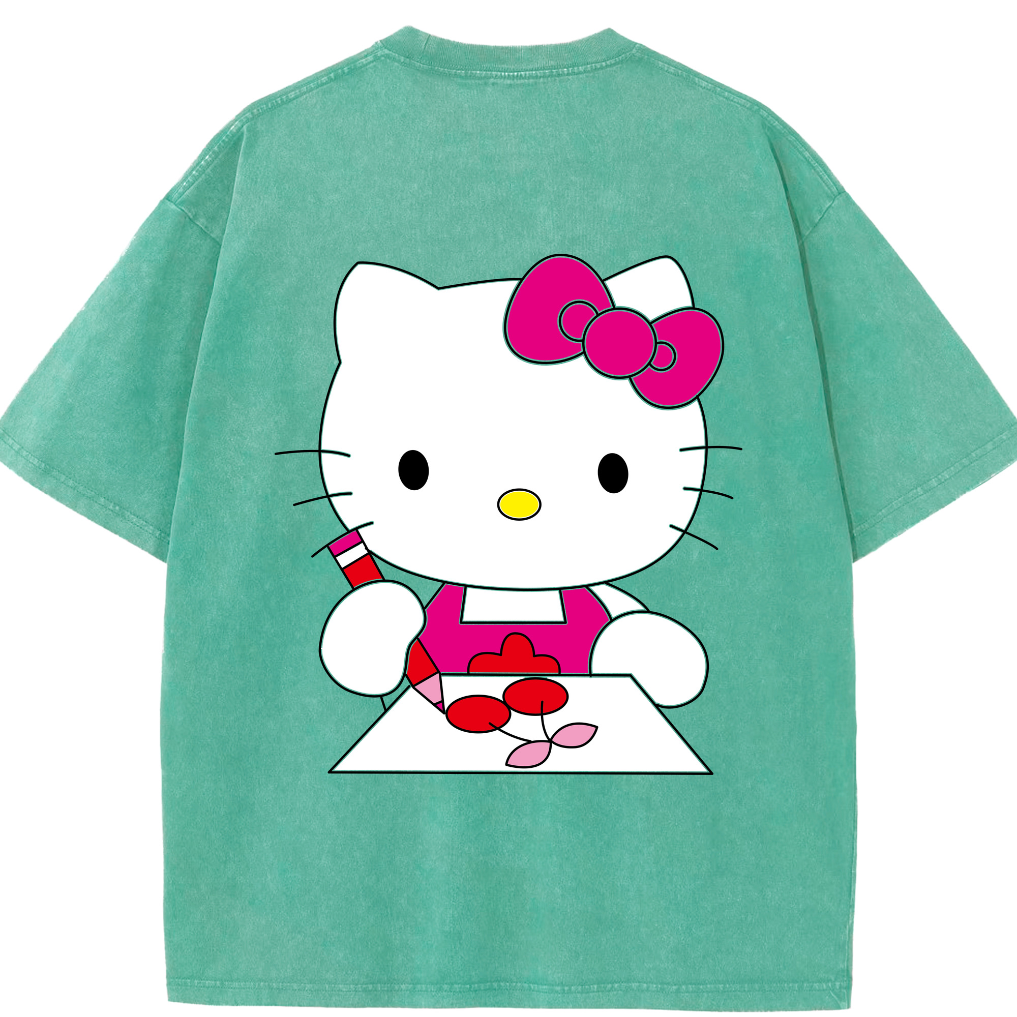 （画像用） Hello Kitty ハローキティ 綿100% ヴィンテージ風 半袖Tシャツ（背面プリント）
